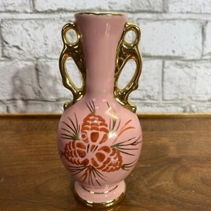 VTG LE PERE POTTERY OH Pink with Pine Cone Trio Bud Vase Circa 1940’ 1950’ - Picture 1 of 8