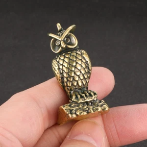 Mini Owl Brass Ornaments Statue Figurine Animal Home Office Decor Gift - Picture 1 of 14
