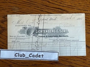 1895 BILLHEAD Detroit Michigan ~ Lichtenberg & Sons ~ Produce & Commission Merch - Bild 1 von 1