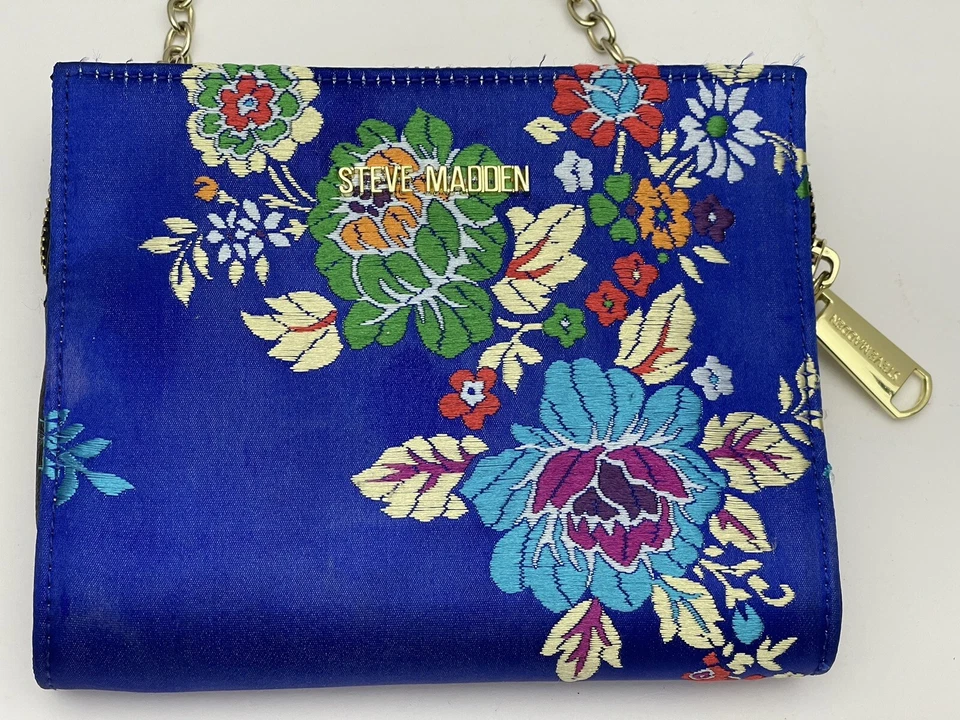 Steve Madden Azul Pequeño Bandolera Cartera Bolso de Mano con Diseño Floral Foto 1 de 4