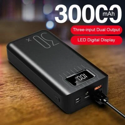 30000mah Power Bank Type C Micro Usb Qc Fast Charging Portable External Battery - Image 1 of 4