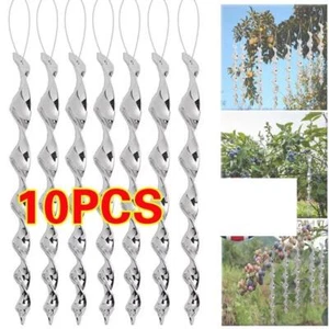 10Pc Bird Repellent Rods | Reflective Spiral Scare Pigeon Deterrent Garden Wind - Picture 1 of 6