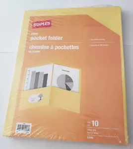 Staples Paper 2 Pockets Folder 10 Pack Letter Size Yellow 13385 BRAND NEW - Picture 1 of 3