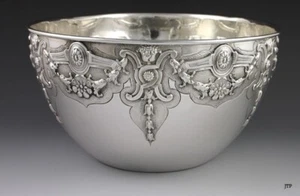 Exceptionally Decorated Antique Portuguese 916 Silver Floral Bowl - Picture 1 of 6