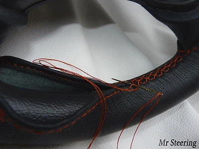 Para Opel Astra F MK3 Piel Auténtica Negro Cubierta Volante Naranja Pegatina - Imagen 1 de 2