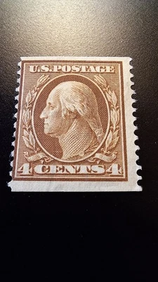 US STAMP Scott#354 MINT F LH OG, 4 cent, Orange Brown, 1909 issue, perf 12 Vert - Image 1 of 2