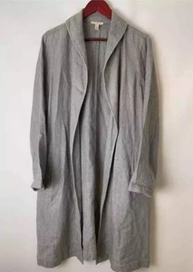 Eileen Fisher Journey Cross-Dyed Linen Delave Coat - PM Blue/Gray Overcoat - Picture 1 of 9