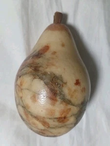Antique Italy Alabaster Marble Hand Carved Stone Fruit Pear LARGE Realistic - Picture 1 of 8