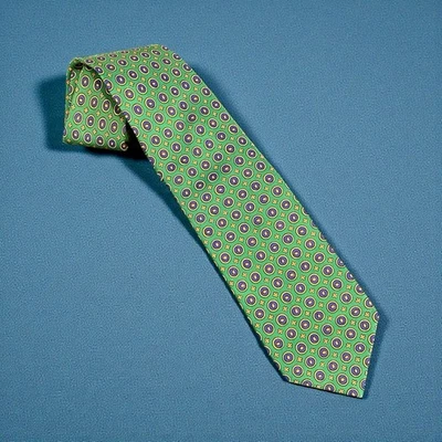J. Corbata Crew verde y azul estampada 100 % seda hecha a mano en EE. UU. Foto 1 de 4