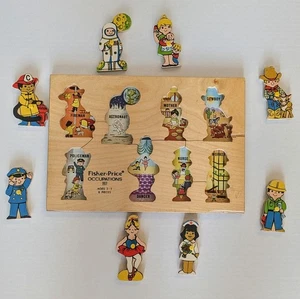 Vintage Fisher Price Occupations Wood Peg Puzzle 503 Complete - Picture 1 of 3