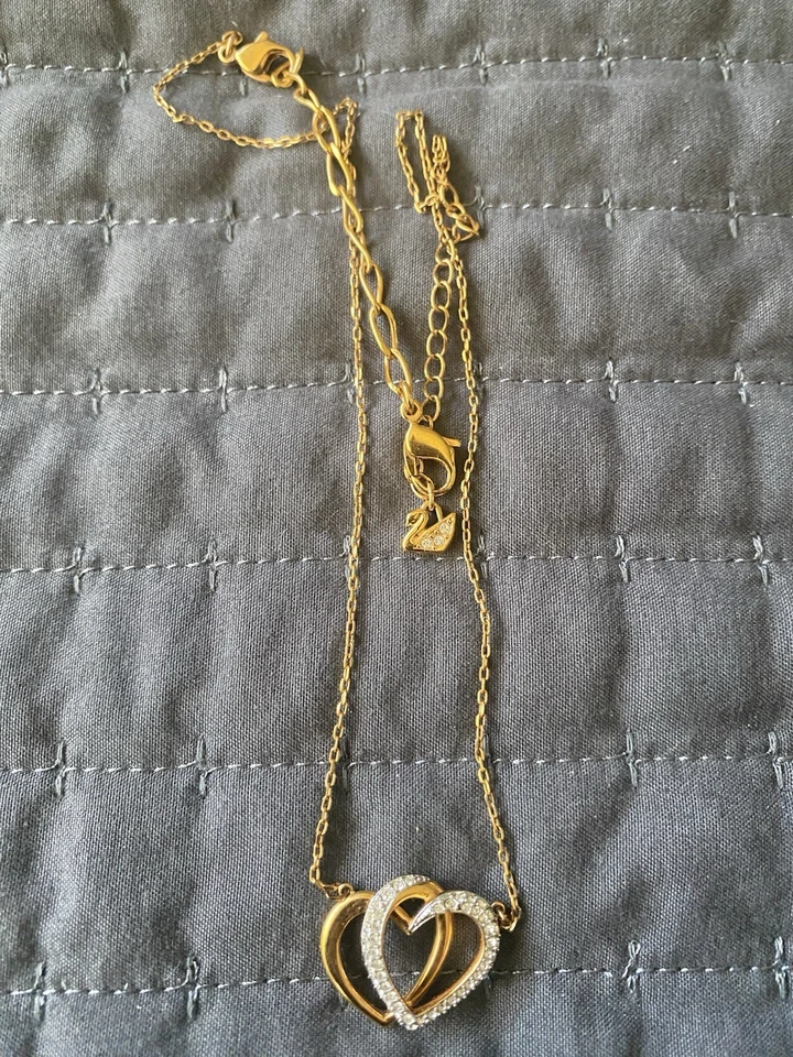Colgante Swarovski Doble Corazón - Oro Amarillo Foto 1 de 4