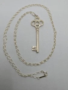 Tiffany & Co. Sterling Silver 925 Large Crown Key Pendant w/ 36" chain - Picture 1 of 8