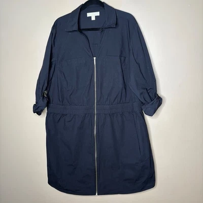 迈克高仕黑色拉链实用衬衫连衣裙 2X 经典商务休闲 — 第 1/4 张图片