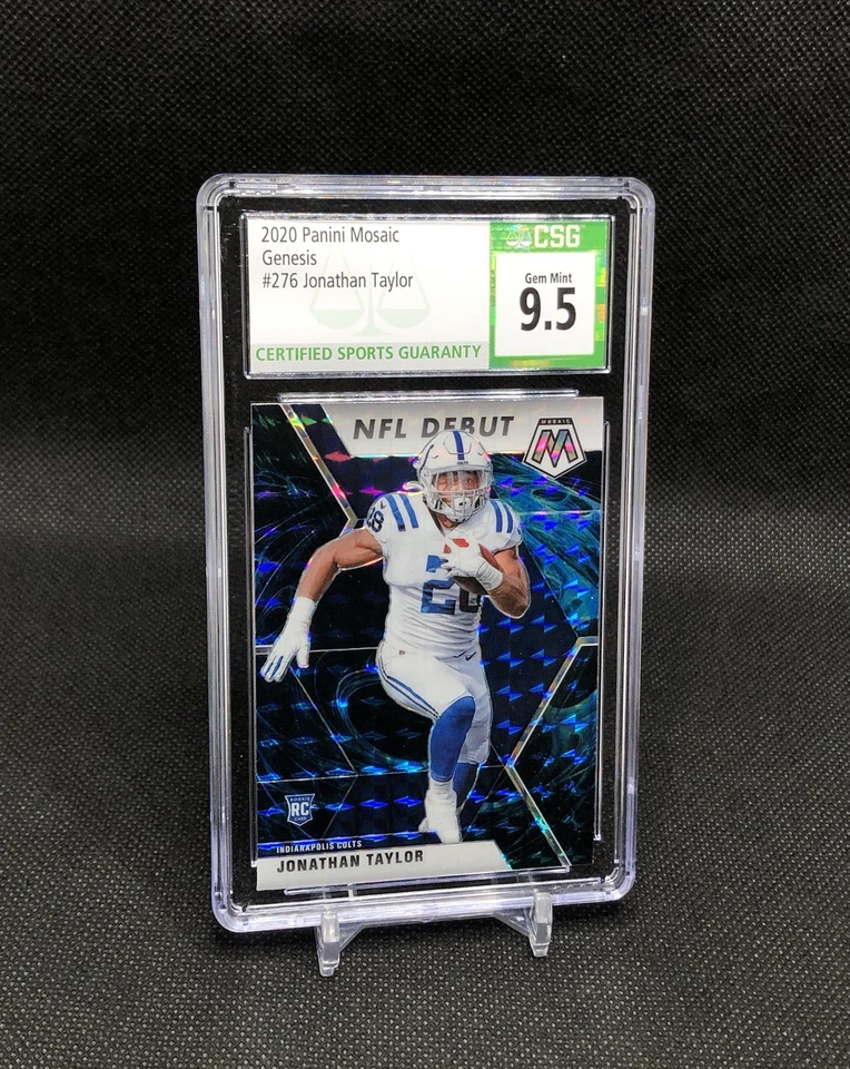 Mosaic Jonathan Taylor 2020 “debut en la NFL” Genesis Prizm SSP Case Hit RC #276 ¡9,5!! Foto 1 de 4