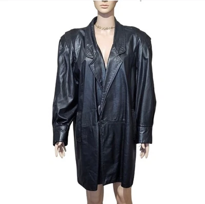 Abrigo vintage de cuero genuino con mangas abullonadas Northside - XL/XXL Foto 1 de 4