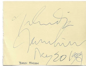 Yehudi Menuhin Violinist And Conductor + Frankie Vaughan. Signed Album Page - Picture 1 of 2