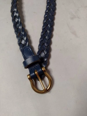 J. Crew Women's Leather Woven Braided Skinny Belt Small Blue Western Bohemian NN - Image 1 of 3