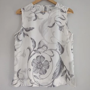 Suzy Shier Tank Blouse Women's Medium White Floral Satin Lightweight NWOT - Bild 1 von 10