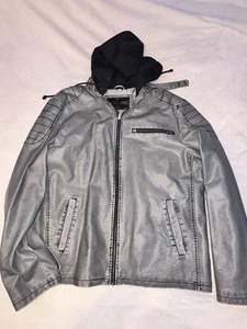 HELIX - XL Men's RARE Faux Leather Hooded Bomber/ Biker Riding Jacket Distressed - Picture 1 of 4