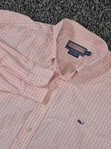 Vineyard Vines Herren 2XL XXL Rosa Weiß Gingham Kariert Wal Hemd Langarm - Bild 1 von 7