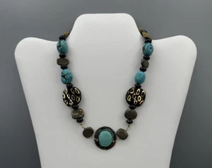 Handmade Turquoise, Jasper, Bronze &Kozuri Beads 14ktGF Beads & Wire Necklace - Picture 1 of 5