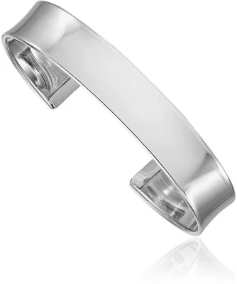 14K Solid White Gold 10.4mm Cuff Bracelet - Image 1 of 4