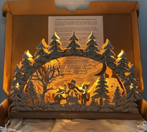 Muñeco de nieve Schwibbogen de madera alemán 3D luces de doble arco *IOB - Imagen 1 de 11