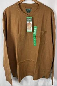 Woolrich Herren braun XL Langarm Tasche T-Shirt 60% Baumwolle 40% Polyester Neu mit Etikett - Bild 1 von 16