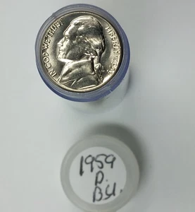 1959 - D UNCIRCULATED JEFFERSON NICKEL ROLL CHOICE TO GEM BU - Picture 1 of 1