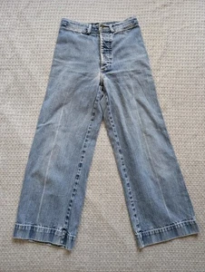 Caron Callahan Damenjeans 6 blau weites Bein hoher Bund Knopfleiste hergestellt in den USA - Bild 1 von 12