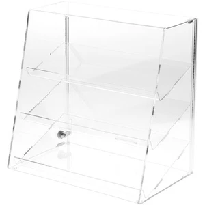 Plymor Acrylic Locking Case w/ Slant-Front, 3 Shelves (Mirrored) 16" x 16" x 10" - Picture 1 of 1