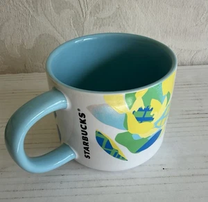 Tazza caffè Starbucks 2023 astratta floreale blu giallo verde 14 oz ceramica - Foto 1 di 6