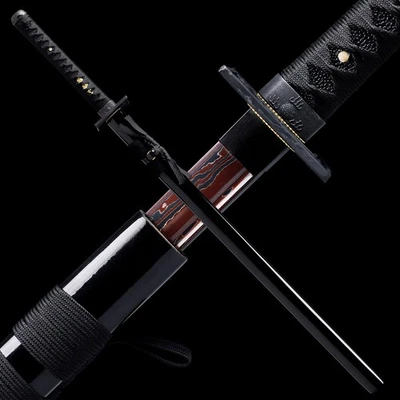 Red Blade Ninja Sword Japanese Samurai Katana Folded Steel Dragon Square - Image 1 of 4