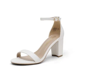 Sandalias de tacón bajo DREAM PAIRS para mujer, talla 6,5, blancas/pu, trozos - Imagen 1 de 7