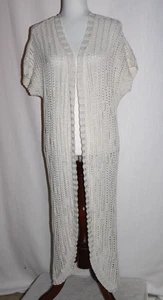 Peruvian Connection hellbeige offene Maxi-Strickjacke Stakkato Large neu mit Etikett - Bild 1 von 11