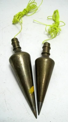Set of 2 - Vintage General Hardware Brass Plumb Bob 10oz & 14oz - Image 1 of 2