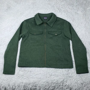 Patagonia Better Sweater Zippered Fleece Chore Jacket Womens L Green Full Zip - Picture 1 of 7