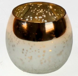 Stimmungsvolles 2er Set Windlicht aus Glas in Vintage Optik in Gold, Weiß  - Bild 1 von 1