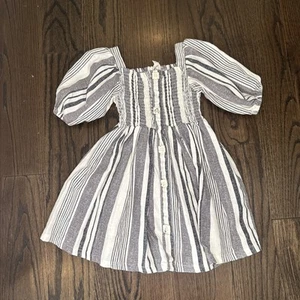 Jessica Simpson Gray dress size 4T short sleeve Striped Cotton Linen - Picture 1 of 6
