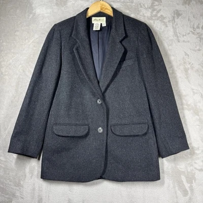 Blazer Eddie Bauer de Colección Años 90 Para Mujer XS Mezcla de Lana Gris Carbón Elegante Preppy Foto 1 de 4