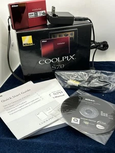 Nikon COOLPIX S70 12.1MP Digital Camera - Red - Picture 1 of 7