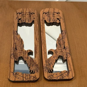 2er Set handgeschnitzte amerikanische Weißkopfseeadler Holz Spiegel Deko Wandbehang - Bild 1 von 8