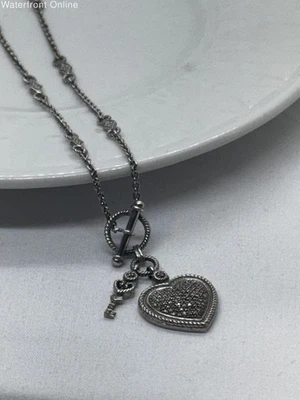 Judith Jack 925 Sterling Silver Diamond Heart Necklace 11g 18.25 in. - Image 1 of 4