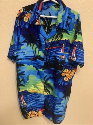 L@@K- Boys Tropical Hawaiian Short Sleeve Button-Up Shirt XS (10/12 or 14/16) - Image 1 of 4