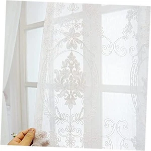 Set of 2 Panels Linen Texture Cotton Embroidered 54"W x 96"L (Pack of 2) White - Picture 1 of 7