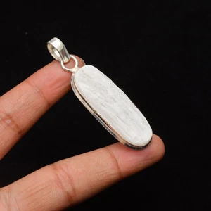 White Druzy Gemstone 925 Sterling Silver Handmade Jewelry Pendant 2.36" - Foto 1 di 8