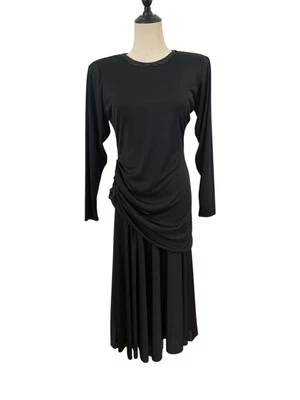 Vestido De Colección Años 80 Night Visionz California Negro Talla 7/8 Lentejuelas Acanaladas Midi Cóctel  Foto 1 de 4