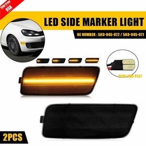 LED Smoked Front Bumper Side Marker Lights For 2010 2011-2014 VW MK6 Golf GTI - Picture 1 of 17
