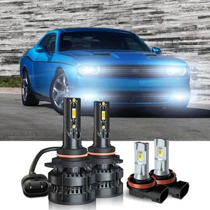 For Dodge Challenger 2015-2022 LED Headlight Bulbs Hi/Lo Beam+Fog Light Kit 4Pcs - Picture 1 of 16