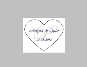 90 Personalized Custom Wedding Heart Shaped Monogram Envelope Seals Stickers - Picture 1 of 1